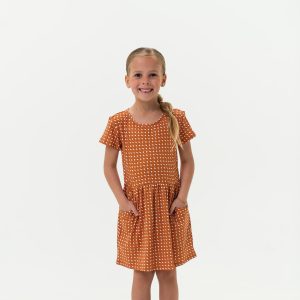 Youth Moxie Dress - Texas - Orange & White