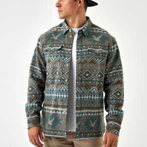 Vintage Heavyweight Flannel - Whitetail Aztec - Olive