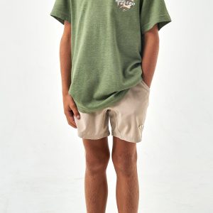 Youth Athletic Short - Heather Khaki - Palm Tree Liner
