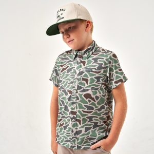 Youth Performance Button Up - Retro Duck Camo