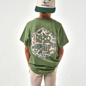 Youth Short Sleeve Tee - Rad Dude Deer Camo - Heather Olive